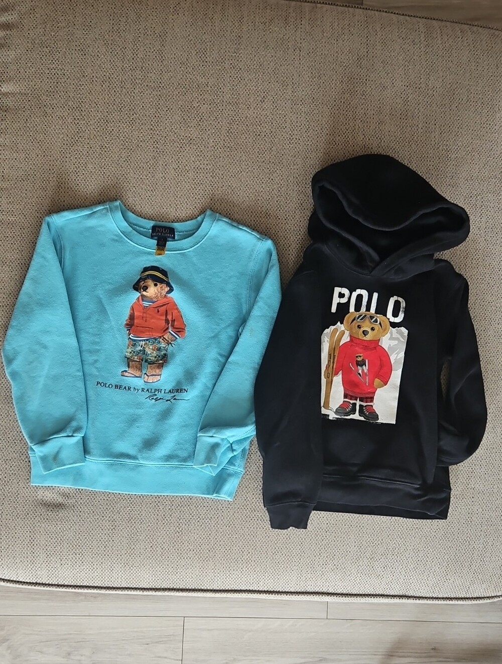 Pair Of Polo Ralph Lauren Kids Bear Sweatshirts Hoodie Size 7 Ski Beach